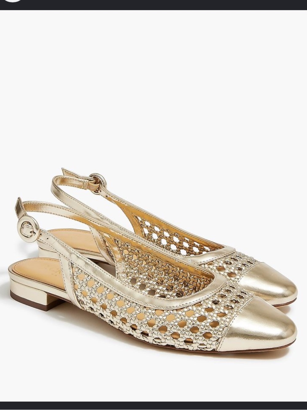 J. Crew Gold Woven Slingback Flats Size 6